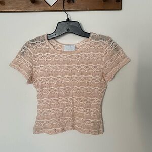 Hanky Panky Pale Blush Lace Short Sleeve Tee